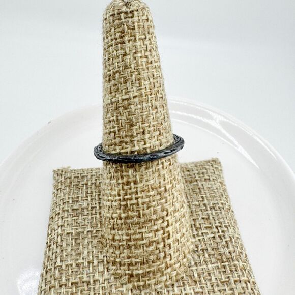 Vintage 925 Sterling Hammered Ring Textured Band Handmade Lou Ann Berkley - Picture 7 of 9